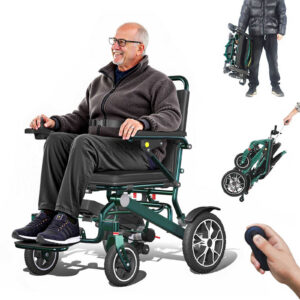 Ultra Lightweight Airline friendly electric Wheelchair 2E-AG Aurora Green