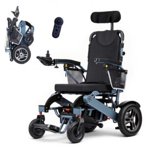 Electric Reclining backrest power wheelchair 2DT-HL steel blue.