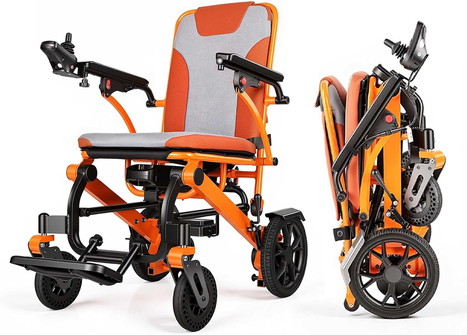 Upgraded Lightweight Travel Electric Wheelchair 2A-OG-SE Orange