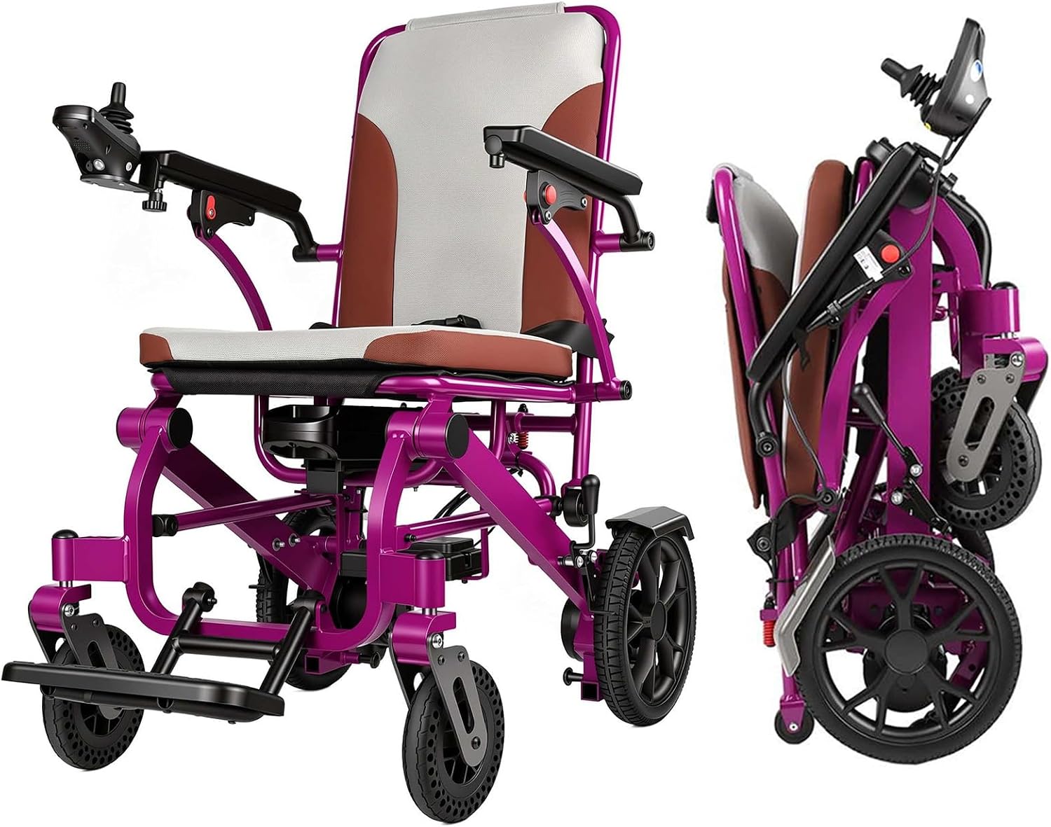 Upgraded Lightweight Travel Electric Wheelchair 2A-VT-SE Violet