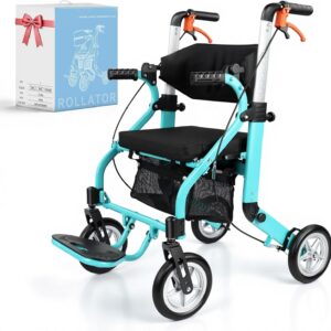 Lightweight Folding Rollator Walker with Seat 9185KD-BU Mint