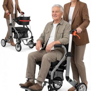 Lightweight Folding Rollator Walker with Seat 9185KD-gy Gray
