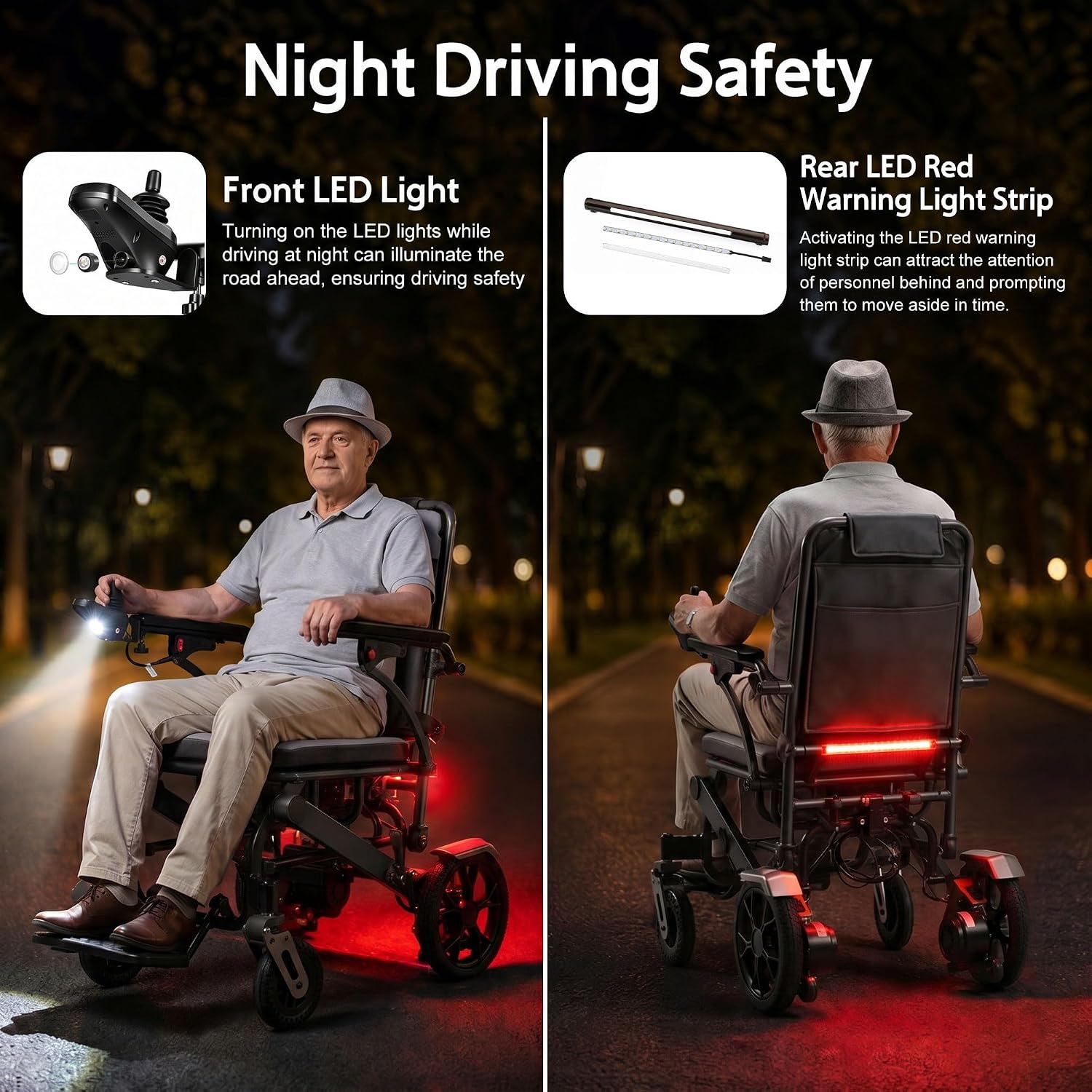 Upgraded Lightweight Travel Electric Wheelchair 2A-BK-SE Black